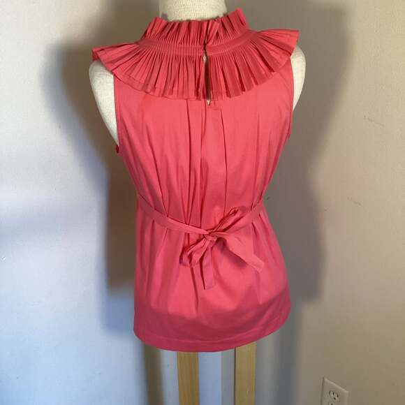 BCBG PINK PLEATED TIE SLEEVELESS TAFFETA TOP - Picture 3 of 3